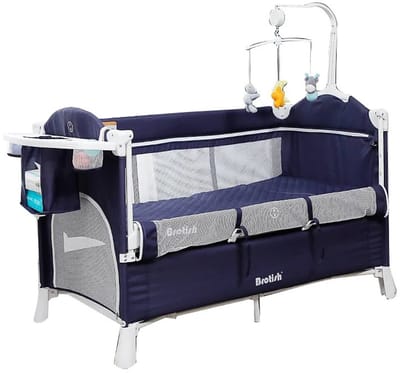 Sello! multifunctionele babywieg – campingbedje – commode – co-sleeper – box – opvouwbaar – draagbaar – stevige wielen – blauw