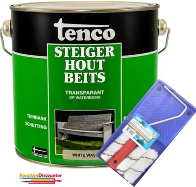 Tenco Steigerhoutbeits White Wash 2,5 L + Beitsrol-set