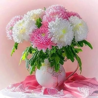 Kit de point de croix bricolage diamant broderie chrysanthème diamant peinture mosaïque décor à la maison 30X30CM pink