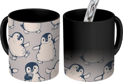 Magische Mok - Foto op Warmte Mokken - Koffiemok - Patronen - Pinguïn - IJs - Magic Mok - Beker - 350 ML - Theemok