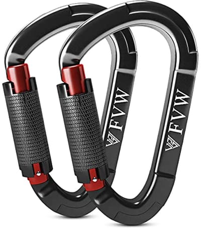 UIAA Gecertificeerde Klimkarabijnhaken - 25 kN, 3 Stuks, Autovergrendeling, Perfect voor Outdoor Activiteiten