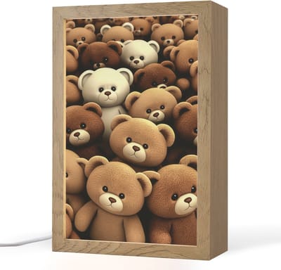 Nachtlampje 20x30 cm - Kinder lampje - Teddybeer - Knuffel - Bruin - Beer - Jongens - Meisjes - Tafellamp kinderkamer - Slaapkamer lamp - Bedlamp kinderen - Kinderlampje stopcontact - Wandlamp babykamer - Nachtlampjes