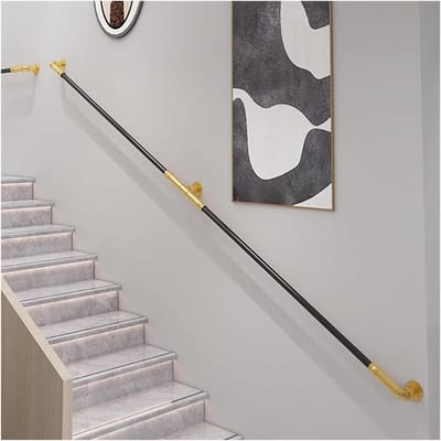 Trapleuning voor buiten - Wandmontage handgreep - Veilige trappen - Roestbestendig staal - Tot 600 cm - Zwart