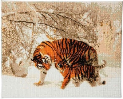 Diamond Painting Crystal Art Kit ® Winter Tigers, 40x50 cm, partial painting