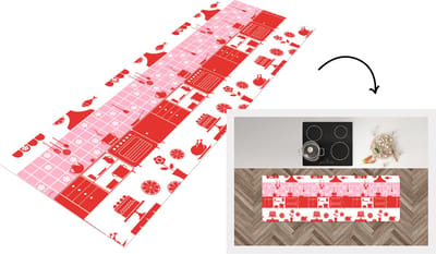 Keukenloper - Loper keuken - Patronen - Pannen - Design - Huis - Roze - 150x50 cm - Keukenloper vinyl