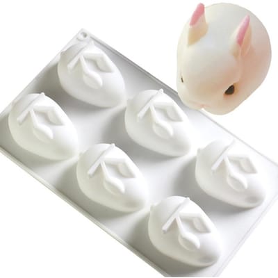 Taartdecoratie Vormen Siliconen 3D Paashaas Konijn Taartvormen Siliconen Vormen Voor Bakken Dessert Gebak Mousse 6 Vormen Gereedschap wit