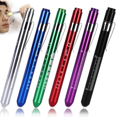 Ynkkvre - Diagnostische Pupillichtjes - Medische Lichtpen - Helder Wit Leds Licht Voor Oogonderzoek En Keel-, Oor-En Neusinspectie - 6 Stuks - Artsen, Verpleegkundigen+Rood Zwart Blauw Zilver Paars Groen
