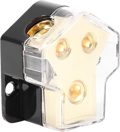 Krachtige Verdeelblok voor Auto Audio, Voeding Distributie met 1 * 1GA In en 2 * 4GA Uit, Ideaal voor Geluidsinstallaties en Accessoires