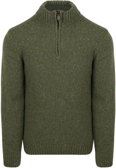 Suitable Half Zip Trui Donnegal Tweed Eco Wool Groen - Maat M - Heren - Quarter zip - Schipperstrui met rits - Volwassen mannen