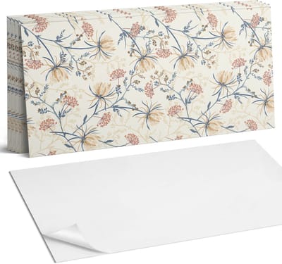 Coloray Plaktegels - Bloemenpatroon op de achtergrond Wandtegel Zelfklevend - 60 cm x 30 cm - Romig Plaktegels - 6 stuks - Rechthoek PVC Tegels - Plaktegels Keuken - Zelfklevende Vloertegels Badkamer - Vinyl Tegels Zelfklevend - Portugese Tegels