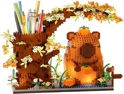 Creatieve Penhouder met Atmosferisch LED Licht, Schattig Kapibara Ontwerp, Desk Item voor Thuis en Kantoor, Perfecte Organisator voor Bureauaccessoires