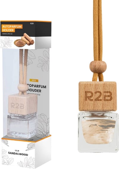 R2B Autoparfum Hanger - Sandalwood - 8 ml - Autogeur - Auto Parfum - Auto Luchtverfrisser - Geurverfrisser Thuis/Kantoor - luchtverfrissers