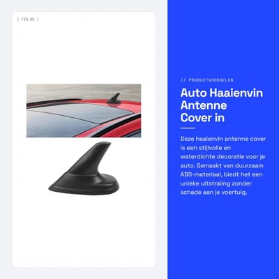 Dailygoods- Autoantenne Haaienvin - Decoratie - Waterdichte Afdekking - Eenvoudig te Installeren - Duurzaam ABS - Afmetingen 6 x 5,5 x 7,7 cm - Decoratieve Antenne