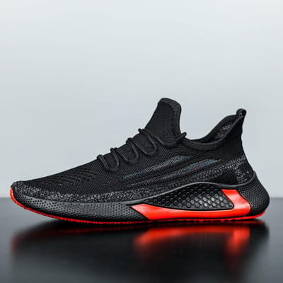 Herenschoenen Lente Nieuwe Casual Schoenen Heren Vliegend Gebreid Ademend Hardloopschoenen Koreaanse Stijl Sport Herenschoenen 44 black