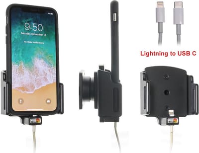 Brodit houder geschikt voor Apple iPhone X / Xs Verstelbare houder met kabelbevestiging voor Apple kabel