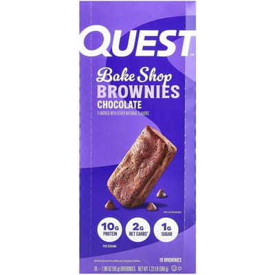 Quest Nutrition, Brownies Bake Shop, Chocolat, 10 brownies, 1,98 oz (56g) chaque