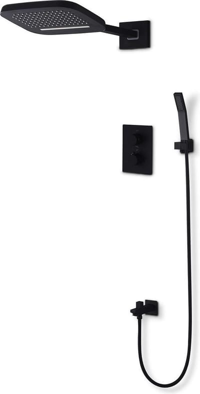 Mawialux thermostatische inbouw regendoucheset - Baduitloop - Waterval - Vierkant - Degu Mat Zwart