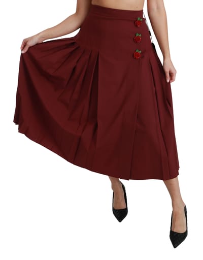 Dolce & Gabbana Rode geplooide maxi wollen rok met hoge taille voor dames