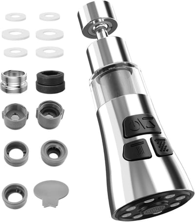 360° Draaibare Waterkraan Accessoire met 3 Modi - Keuken Aerator en Douchekop met 316 Filter en Adapter voor Keuken en Badkamer