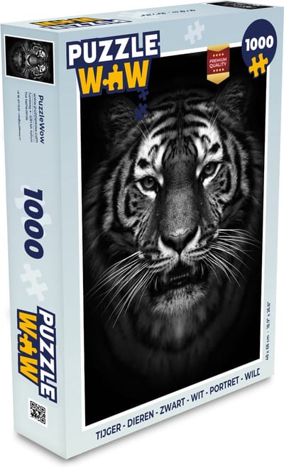 Puzzel Tijger - Dieren - Zwart - Wit - Portret - Wild - Legpuzzel - Puzzel 1000 stukjes volwassenen