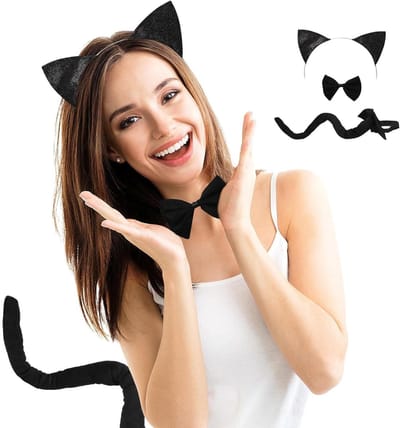 Kattenkostuum set voor carnaval - Kattenoren, haarband en staart - Cosplay-accessoires voor dames en meisjes