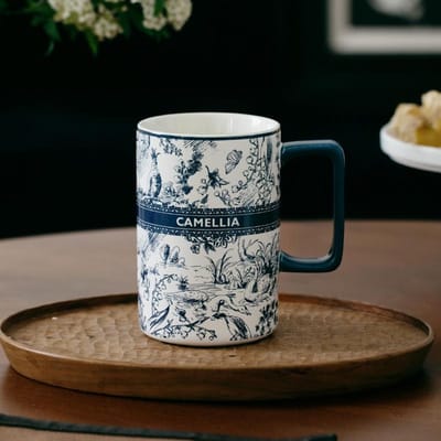 Mug en Céramique Style Chinois Haute Valeur Maison Bureau Couple Tasse Grande Capacité Souvenir Cadeau Nouvelle Tasse à Eau 400ml