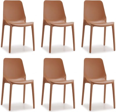 Designstoel, terrasstoel, campingstoel GINEVRA in terracotta van het Italiaanse S•CAB. Verpakt per 6 stuks en 5 jaar garantie!