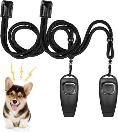Training Fluitje voor Honden, 2-in-1 Set met Clicker en Fluitje voor Effectieve Hondentraining, Ideaal voor Buitenactiviteiten en Kamperen