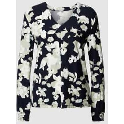 Shirt met lange mouwen, bloemenmotief en V-hals
