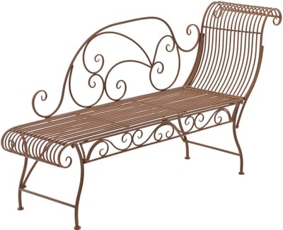 CLP Karma Tuinbank - Metalen Chaise Longue voor Tuin en Balkon - IJzeren Bank met Rugleuning - 156 cm - Belastbaar tot 160 kg - antiek bruin