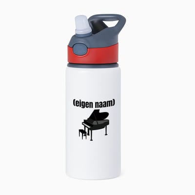 Hacebo® - piano met eigen naam waterfles met rietje rood - Piano - muziek liefhebbers - iemand die houdt van piano spelen - verjaardag - cadeau - kado - water fles - 650ML