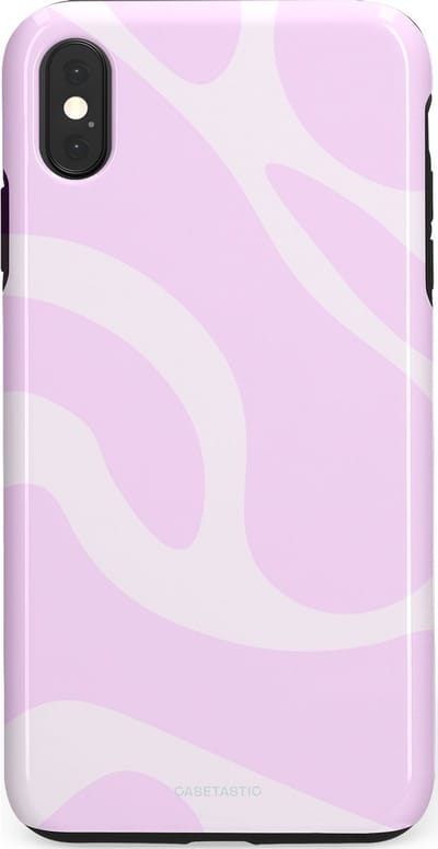 Casetastic hoesje geschikt voor Apple iPhone XS Max - Dubbellaagse bescherming - Vrolijk Roze Suikerspin Curves - Fashion Case - Lichtroze Wit