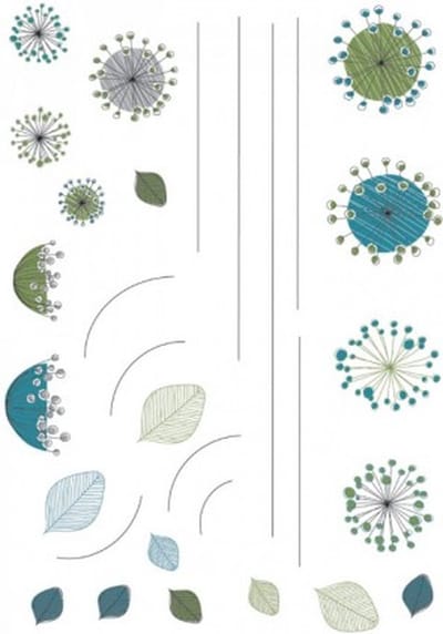 Komar - Muursticker XXL - Speelse Bloemen - Zelfklevend - Muurdecoratie - Stickers - 100 x 70 cm