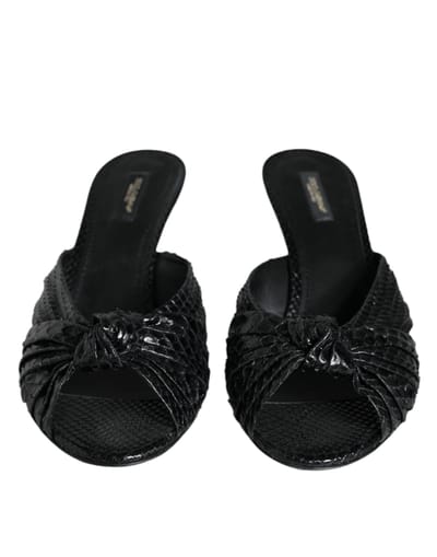 Dolce & Gabbana Zwarte Leren Hakken Slides Sandalen Schoenen