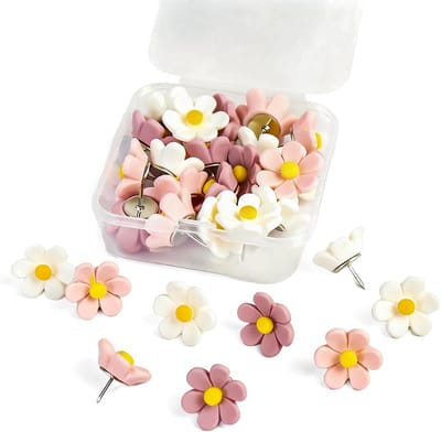 Decoratieve Duimspijkers in Roze en Wit - 20 Stuks voor Prikbord, Kurkbord en Foto Wand, Creatieve Pins voor Thuis en Kantoororganisatie