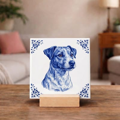 Delftsblauw Tegeltje 11x11 Jack Russell – Cadeau voor Hondenliefhebber of Baasje
