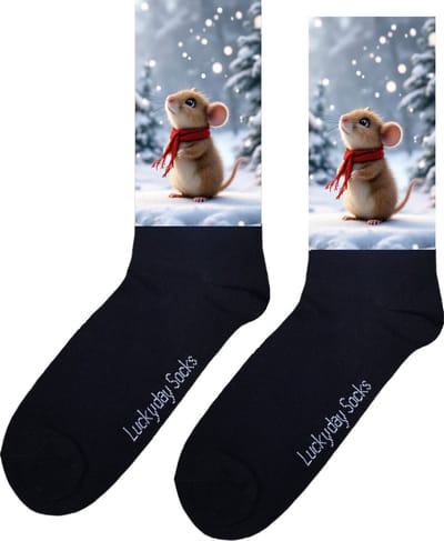 Muis - Opkikker - Grappige sokken - Valentijns cadeau - Verjaardag cadeau - Sintcadeau - Leuke sokken - Sneeuw - Winter - Vrolijke sokken - Sokken cadeau - Grappig cadeau - Kerst Sokken - Vaderdag - Moederdag - Kerstcadeau - Socks maken Happy - 37-44