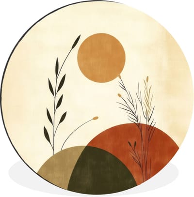 WallCircle - Wandcirkel - Muurcirkel - Planten - Abstract - Vormen - Aluminium - Dibond - 30x30 cm - Binnen en Buiten