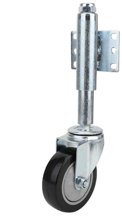 Dailygoods- Poortwielen 4 Inch - Zwenkwiel - Veerbelast - Rubber - Antislip - Maximale belasting 120kg - Compacte maat - Deurenwiel