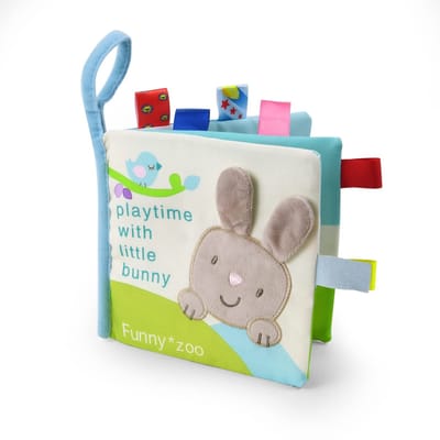 Dailygoody - Zacht speelgoed - Interactief leren - 3D dierenstaarten - Kleur: Konijn - Sensorisch voelboek - Geschikt voor baby's - Leerboek