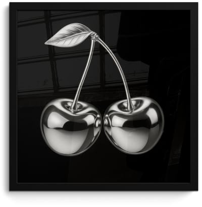 Poster in lijst - Fotolijst 40x40 cm - Posters - Kers - Luxueus - Metallic - Posterlijst zwart - Decoratie - Wanddecoratie woonkamer - Muurdecoratie slaapkamer