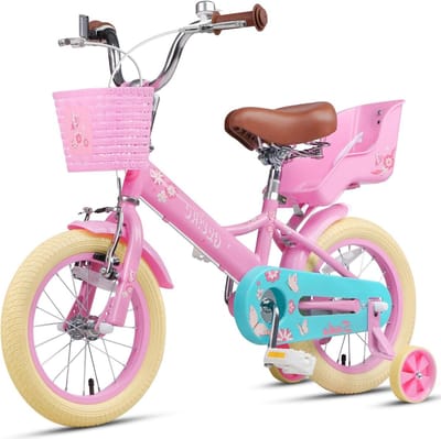 Meisjesfiets - Kinderfiets Jeugdfiets - Buiten spelen - Inclusief poppenstoel - 14 inch - Roze