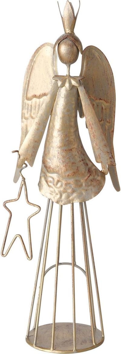 Mooie metalen goudkleurige opengewerkte engel met een ster
