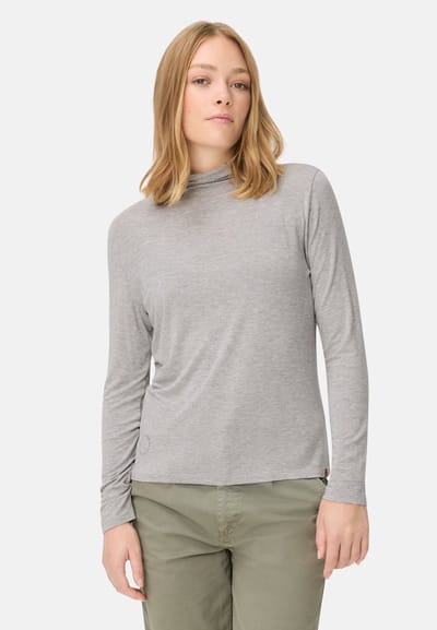 camel active Shirt met lange mouwen en opstaande kraag - Maat womenswear-XXS - Grijs