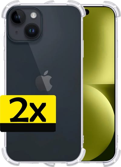 Hoesje - 2 Stuks - Geschikt voor Apple iPhone 15 - Sterk & Shockproof - Siliconen Case - Back Cover - Telefoon Hoes Shock Proof - Telefoonhoesjes - Transparant