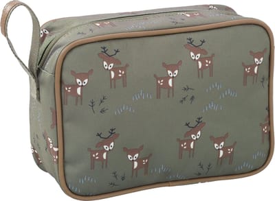 Fresk Toilettas voor Kinderen Jongens - Met rits & draaglus – Reistas met dubbel vak – Organizer – 24 x 17 x 7 cm - Groen - Deer Olive
