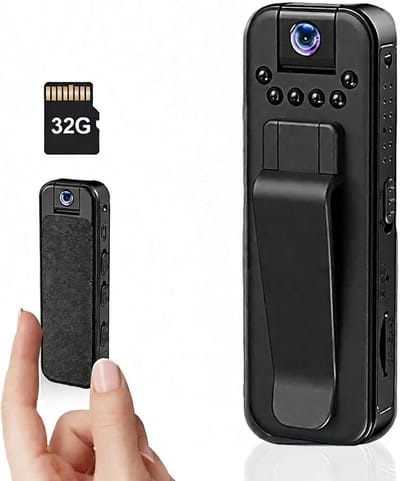 Mini Bodycam - Draagbare Action Cam - Veilige Opnames Maken - 180° Draaibare Lens - 32 GB Geheugen - Zwart