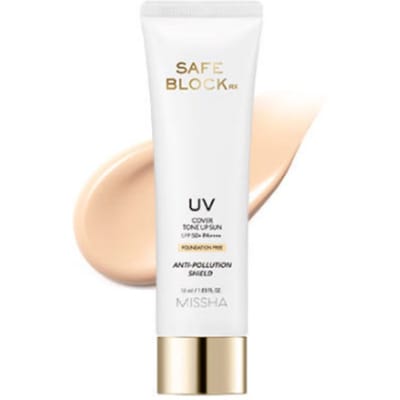 MISSHA Safe Block RX Cover Tone-Up Sun SPF50+ PA++++ 50ml x 2 pièces – Ensemble Crème Solaire Tone-Up Couvrante Protection UV beige