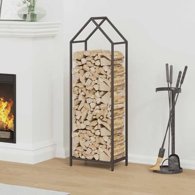 Houtrek - Houtopslag standaard - Haardhout stapelen - Koudgewalst staal - 120 cm hoog - Zwart