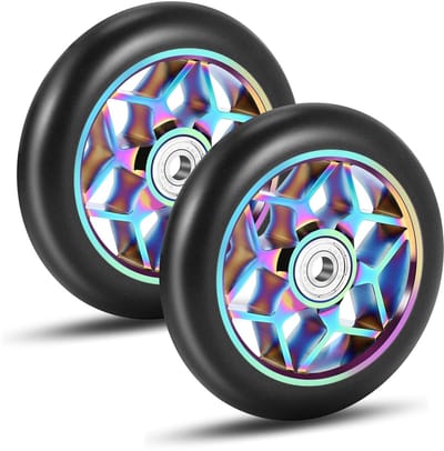 Dailygoody - Stuntscooter Wielen - Reservewielen - Dikke PU Stuntwielen - Zwart - Roller Accessoires - 110mm - Geschikt voor Diverse Scooters - 2 Stuk